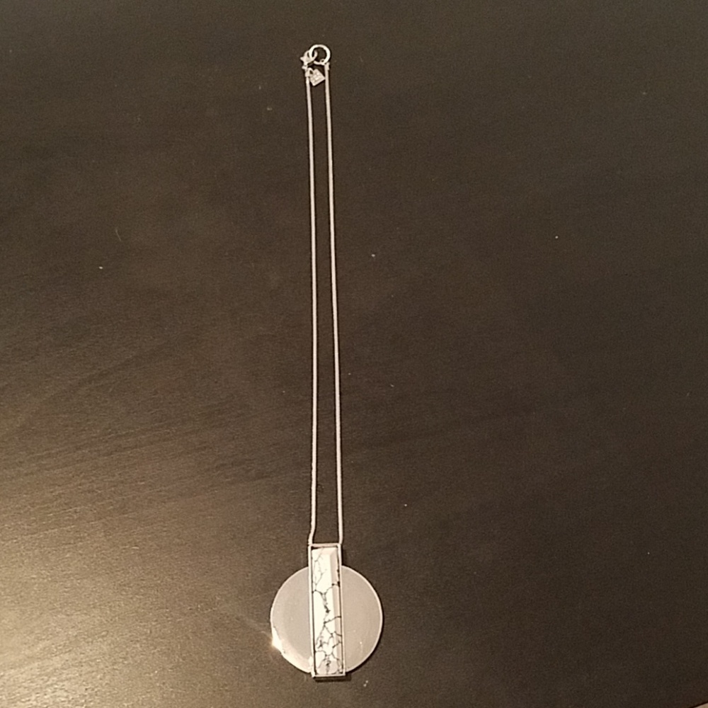 Banana Republic Silver-tone Pendant Necklace with White Marble Accent